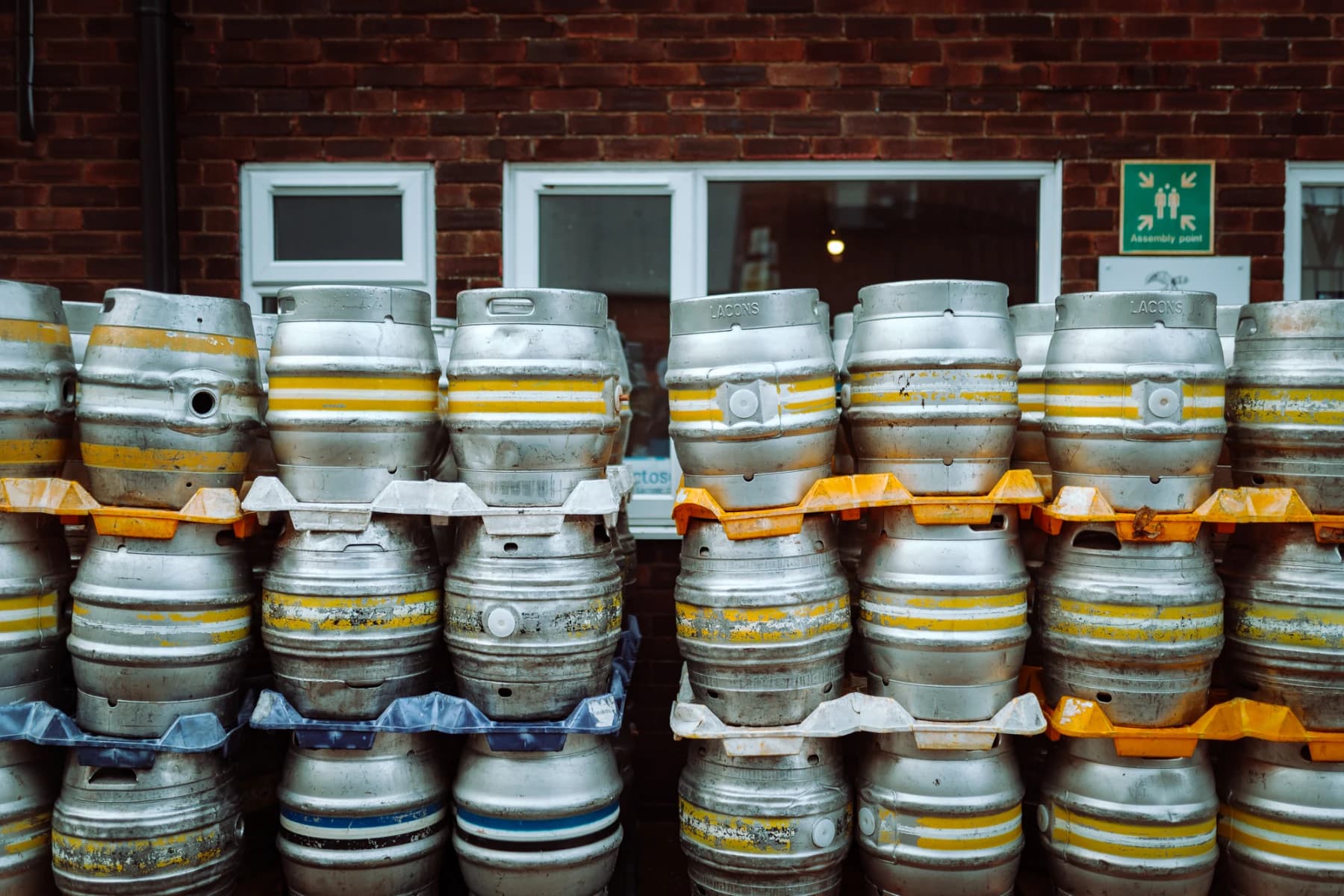 Brewery yard casks